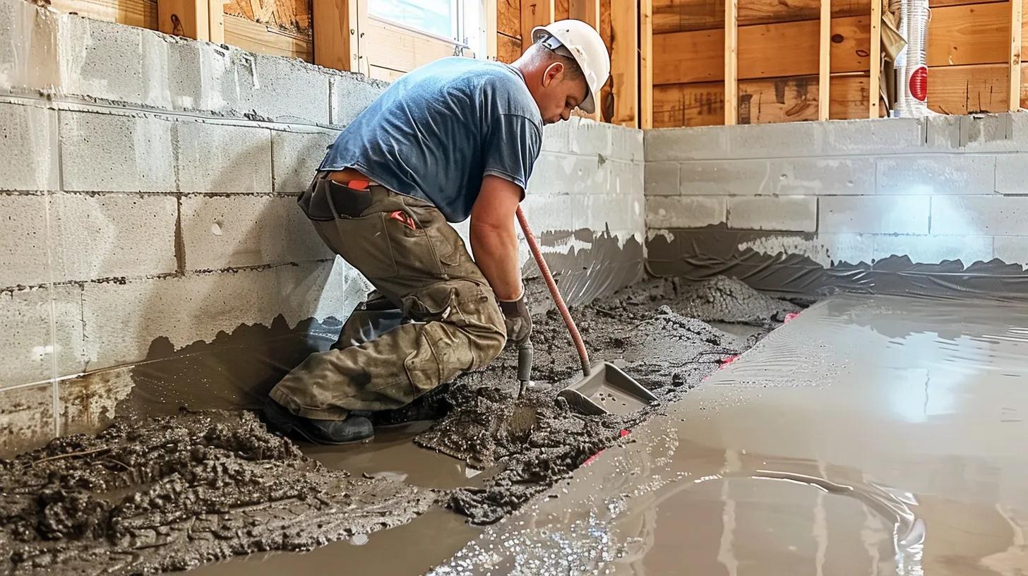 basement waterproofing contractor working on site
